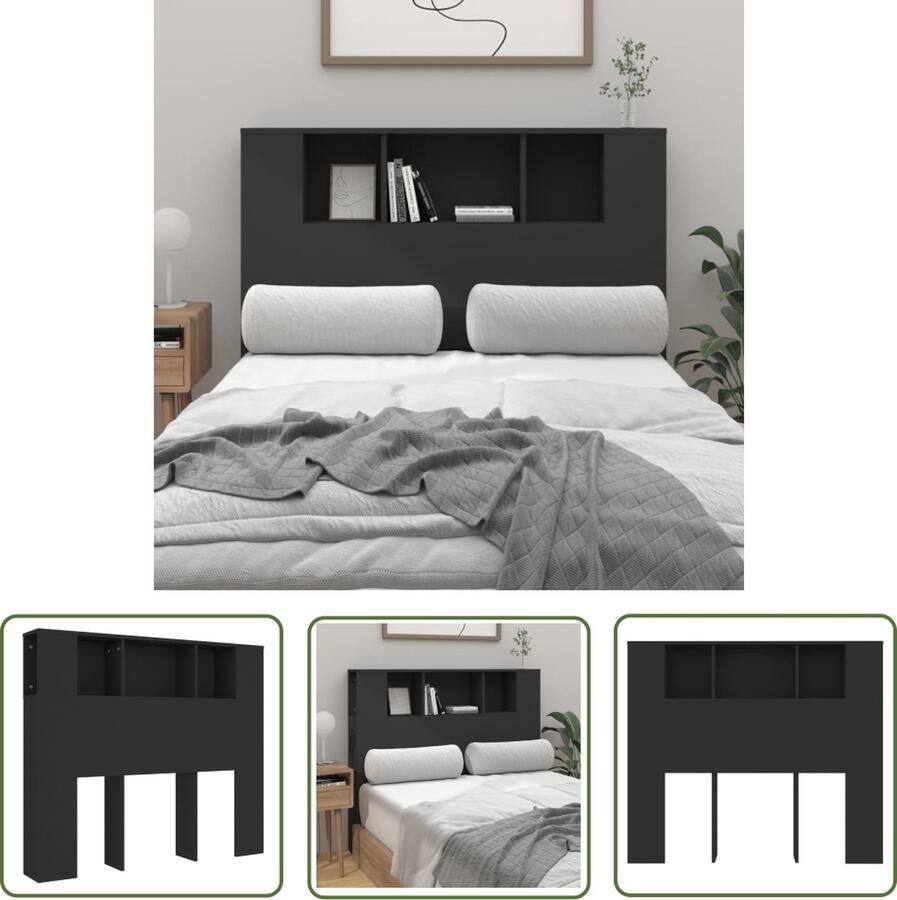 The Living Store Hoofdbordkast 120 x 18.5 x 104.5 cm Zwart Bewerkt Hout Hoofd Bordkast Hoofdbord Slaapkamer Decoratie Houten Hoofdbord Design Hoofdbord