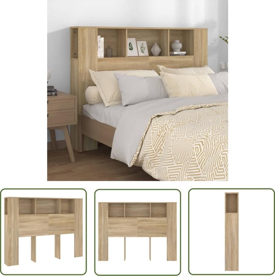 The Living Store hoofdbordkast Praktisch Wandmontage 140 x 18.5 x 104.5 cm Sonoma eiken Hoofd Bordkast Hoofdbord Headboard Houten Hoofdbord Bedroom Furniture