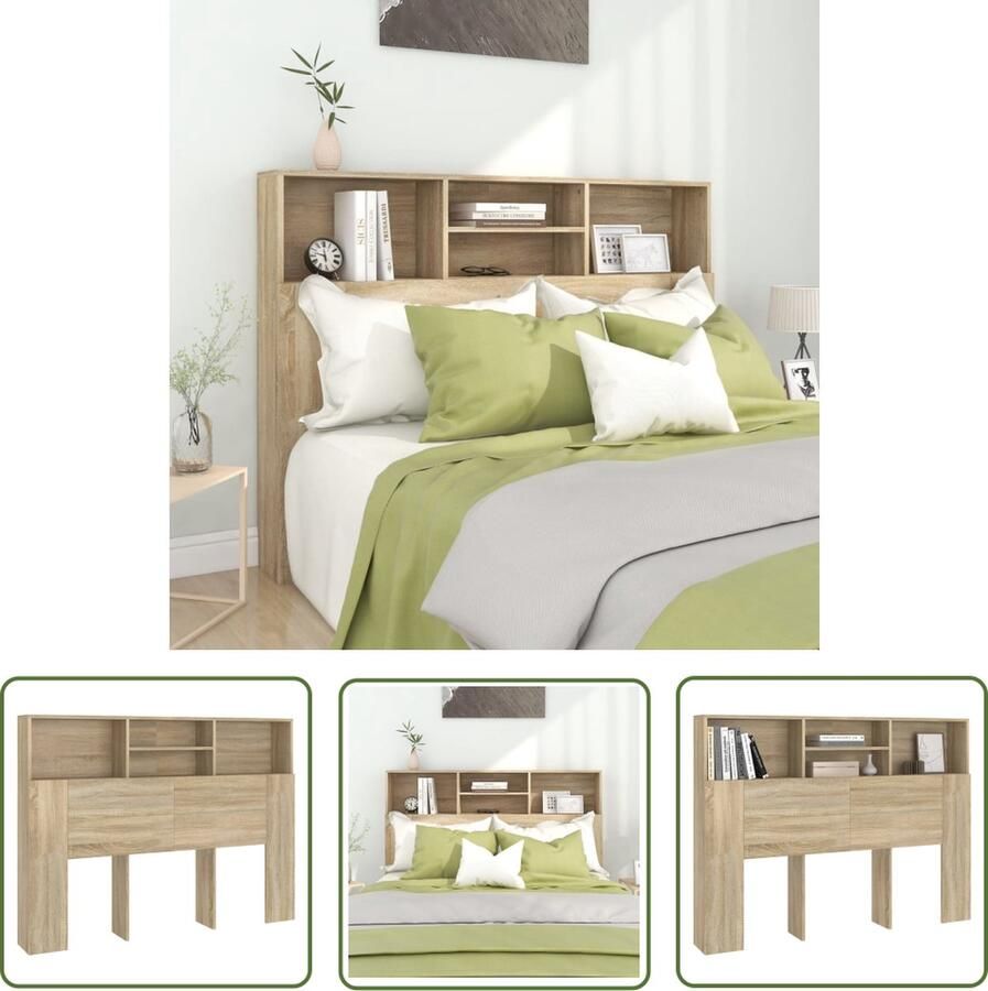 The Living Store Wandhoofdbordkast Sonoma Eiken 140 x 19 x 103.5 cm Hoofd Bordkast Hoofdbord Slaapkamer Decoratie Houten Headboard Sonoma Eiken