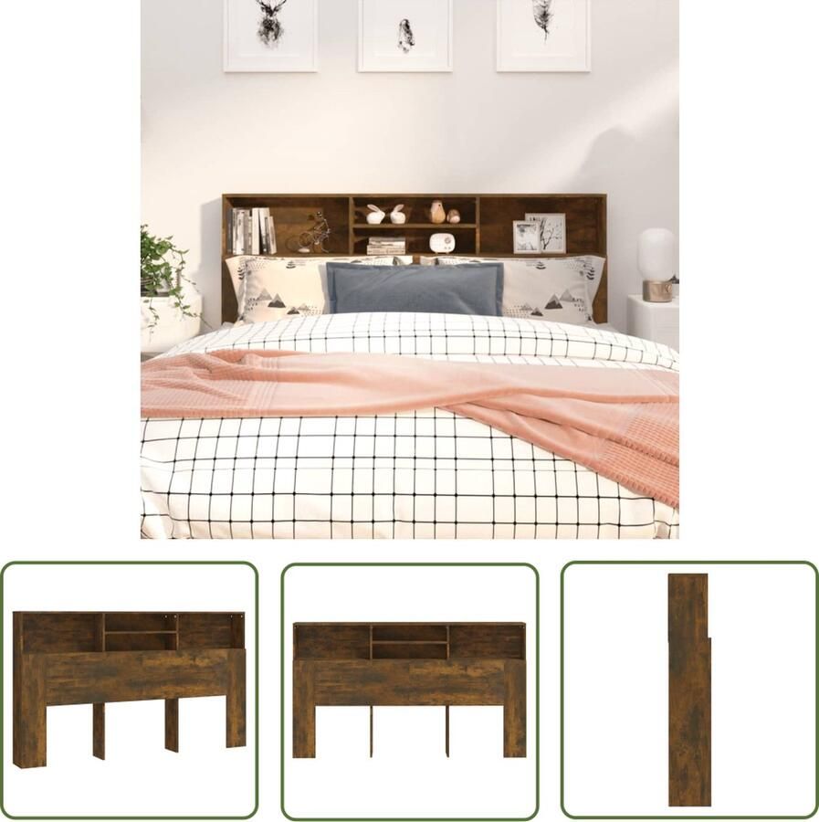 The Living Store Wandhoofdbordkast Gerookt Eiken 180 x 19 x 103.5 cm Bewerkt Hout Hoofd Bordkast Hoofdbord Wandhoofdbordkast Slaapkamer Meubels Houten Hoofdbord