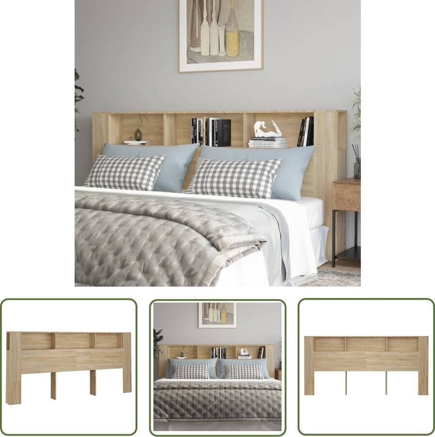 The Living Store Hoofdbordkast 220x18 5x104 5 cm sonoma eikenkleurig Hoofd Bordkast Hoofdbord Bedkap Bedroom Furniture Slaapkamersdecoratie