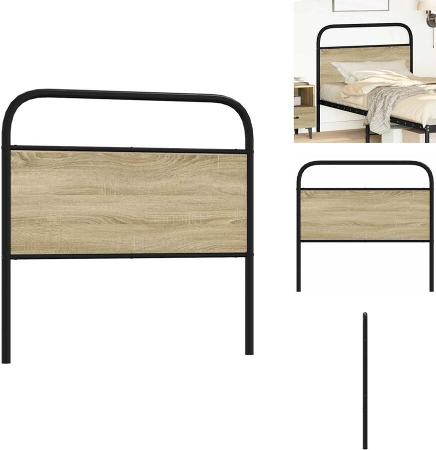 VidaXL Hoofdbord Hoofdborden Bed Hoofdbord Bedhoofdbord Hoofdbord 107 cm staal en bewerkt hout sonoma eikenkleurig
