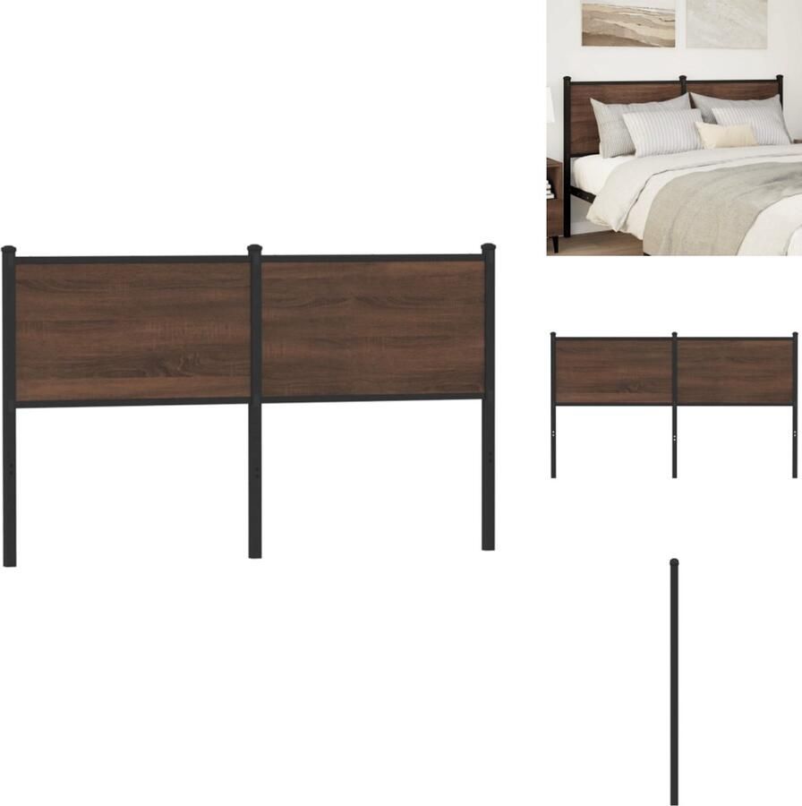 VidaXL Hoofdbord Hoofdborden Bed Hoofdbord Bedhoofdbord Hoofdbord 135 cm bewerkt hout en staal bruin eikenkleurig