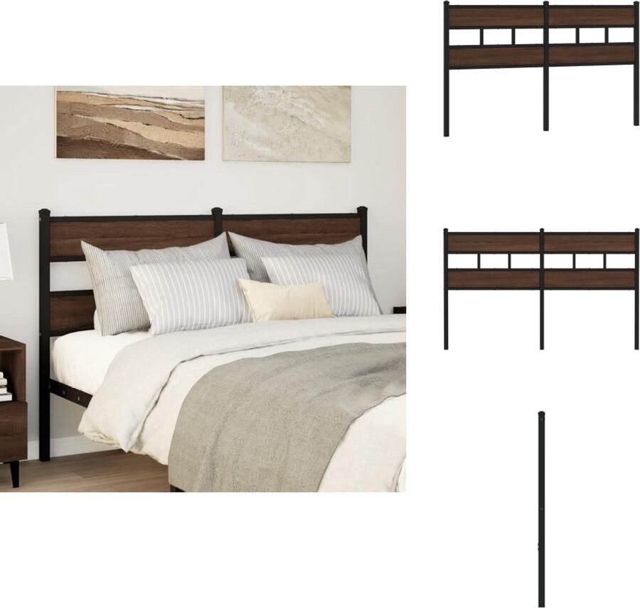 VidaXL Hoofdbord Hoofdborden Bed Hoofdbord Bedhoofdbord Hoofdbord 135 cm bewerkt hout en staal bruin eikenkleurig