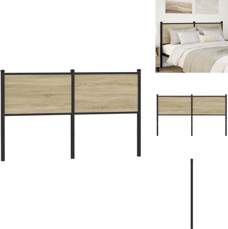 VidaXL Hoofdbord Hoofdborden Bed Hoofdbord Bedhoofdbord Hoofdbord 150 cm bewerkt hout en staal sonoma eikenkleurig