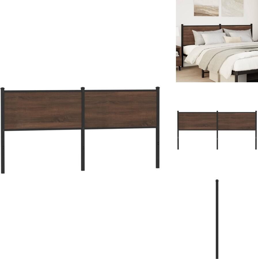 VidaXL Hoofdbord Hoofdborden Bed Hoofdbord Bedhoofdbord Hoofdbord 160 cm bewerkt hout en staal bruin eikenkleurig