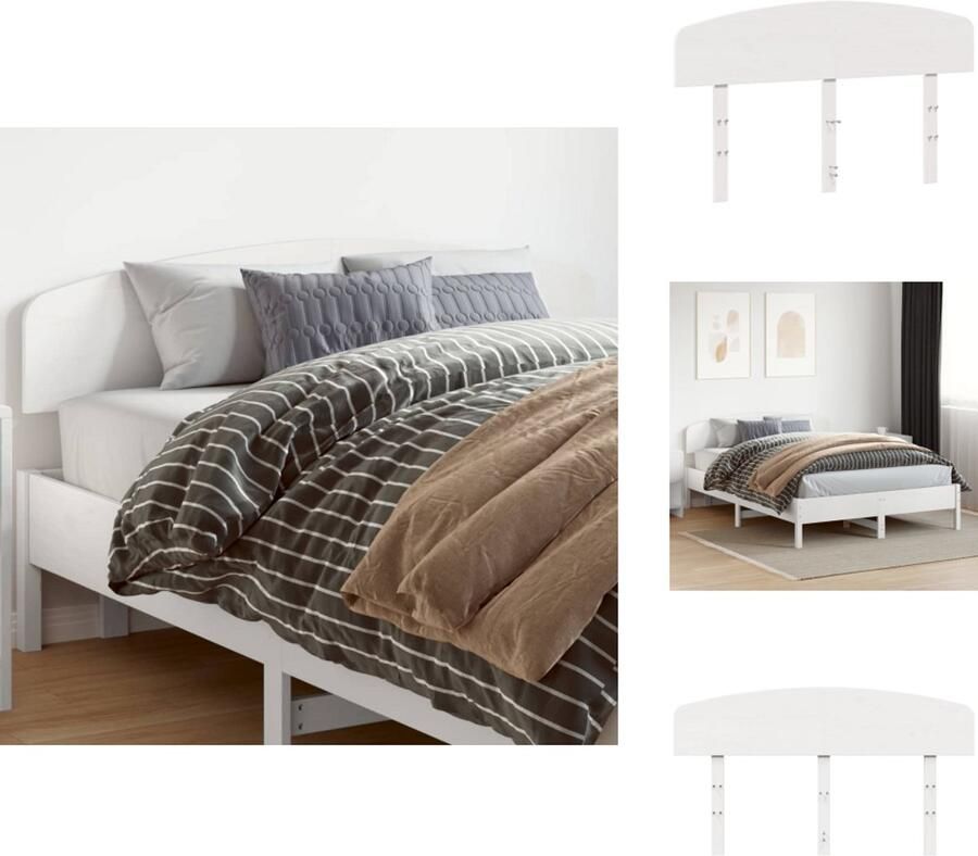VidaXL Hoofdbord Hoofdborden Bed Hoofdbord Bedhoofdbord Hoofdbord 160 cm massief grenenhout wit - Foto 2