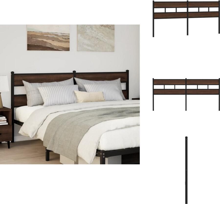 VidaXL Hoofdbord Hoofdborden Bed Hoofdbord Bedhoofdbord Hoofdbord 190 cm bewerkt hout en staal bruin eikenkleurig