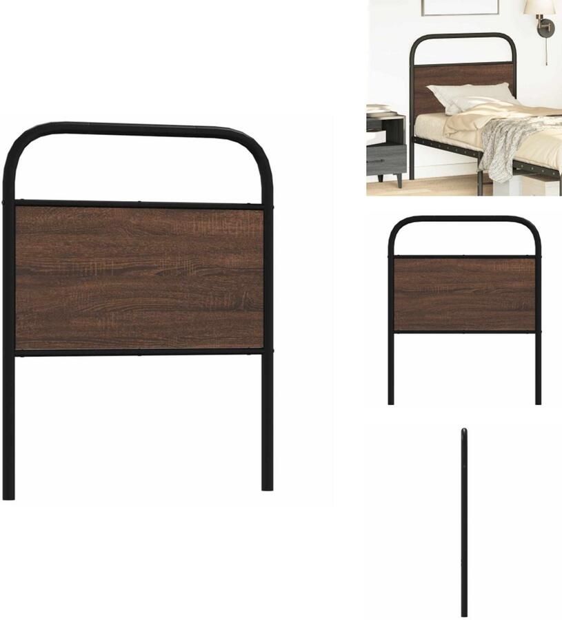 VidaXL Hoofdbord Hoofdborden Bed Hoofdbord Bedhoofdbord Hoofdbord 75 cm bewerkt hout en staal bruin eikenkleurig