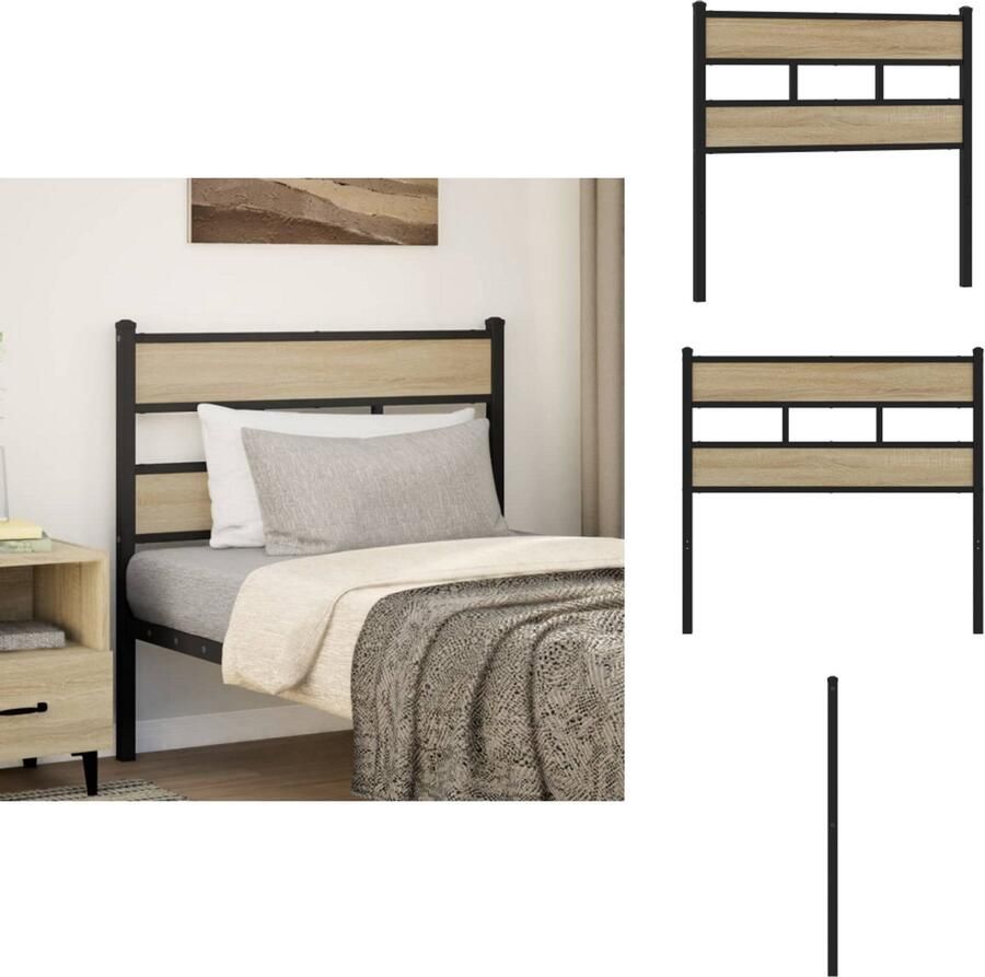 VidaXL Hoofdbord Hoofdborden Bed Hoofdbord Bedhoofdbord Hoofdbord 75 cm ijzer en bewerkt hout sonoma eikenkleurig