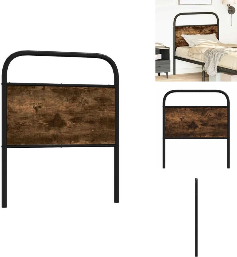 VidaXL Hoofdbord Hoofdborden Bed Hoofdbord Bedhoofdbord Hoofdbord 75 cm staal en bewerkt hout gerookt eikenkleurig