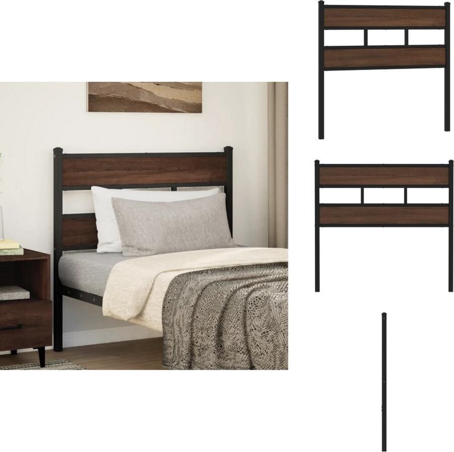 VidaXL Hoofdbord Hoofdborden Bed Hoofdbord Bedhoofdbord Hoofdbord 90 cm bewerkt hout en staal bruin eikenkleurig