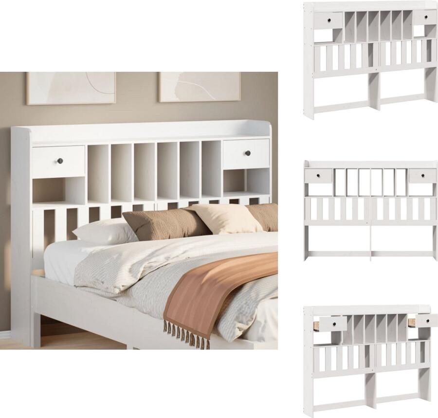 VidaXL Hoofdbord met opbergruimte 150 cm massief grenenhout wit