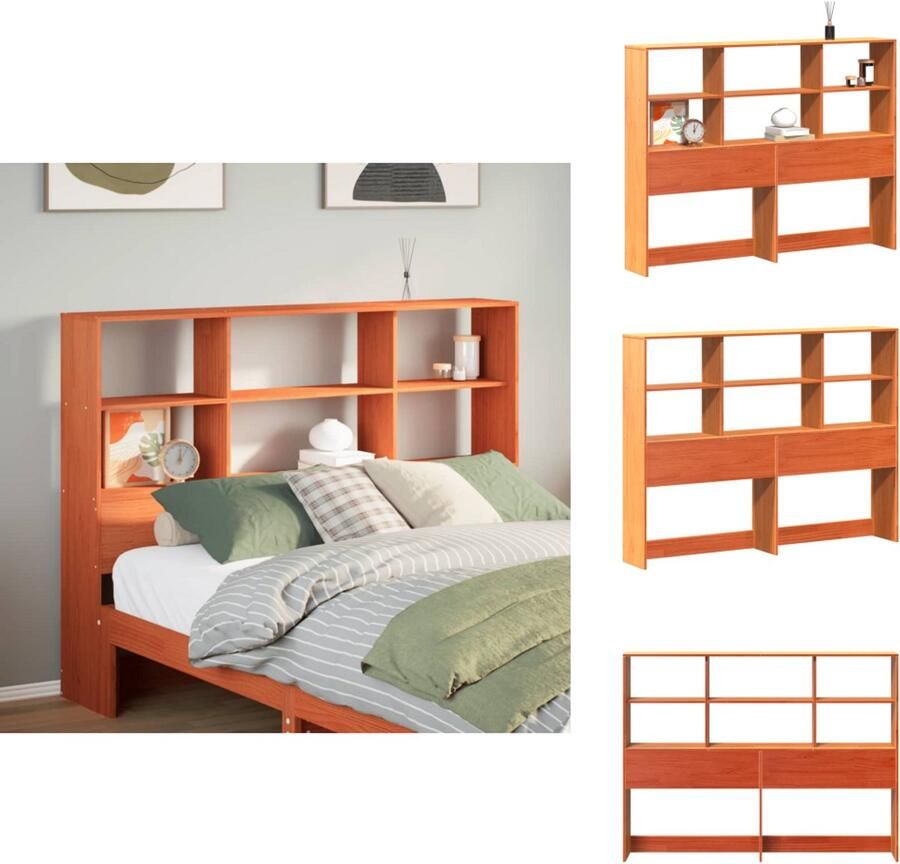 VidaXL Hoofdbord Hoofdborden Bed Hoofdbord Bedhoofdbord Hoofdbord met opbergruimte 150 cm massief grenenhout wasbruin