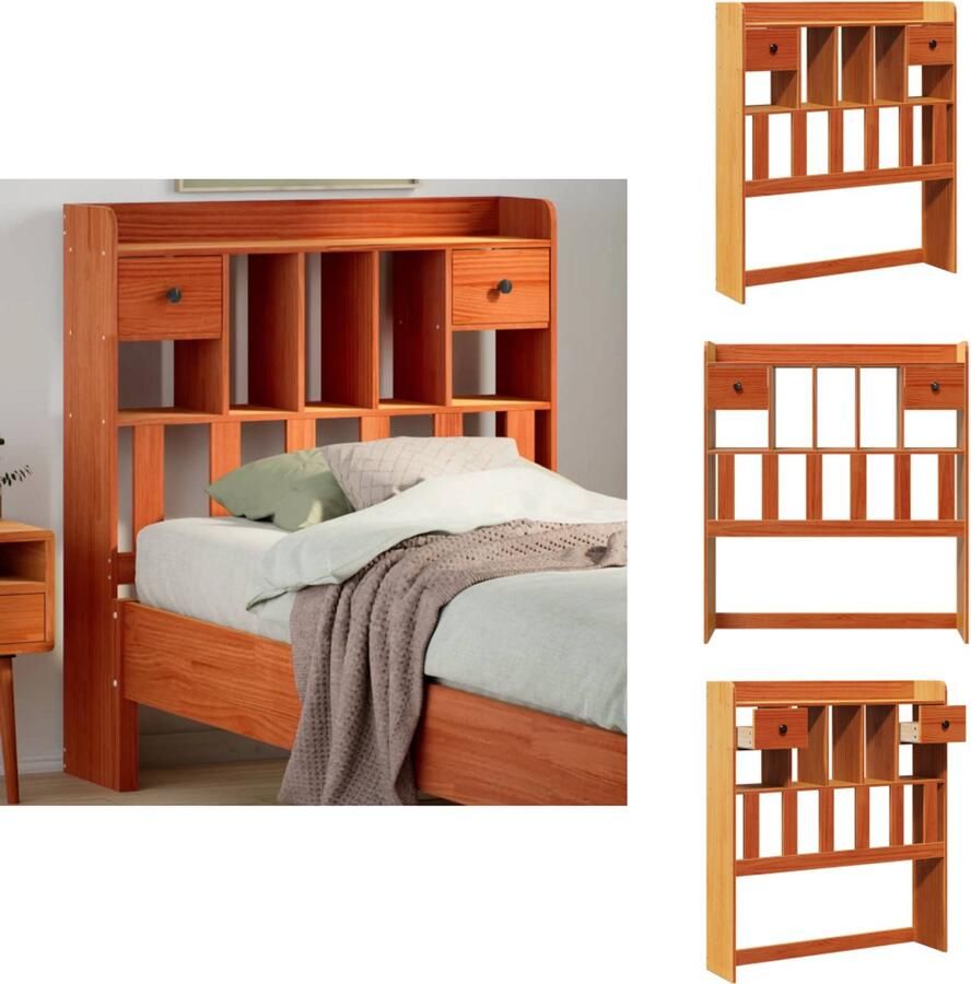 VidaXL Hoofdbord Hoofdborden Bed Hoofdbord Bedhoofdbord Hoofdbord met opbergruimte 90 cm massief grenenhout wasbruin