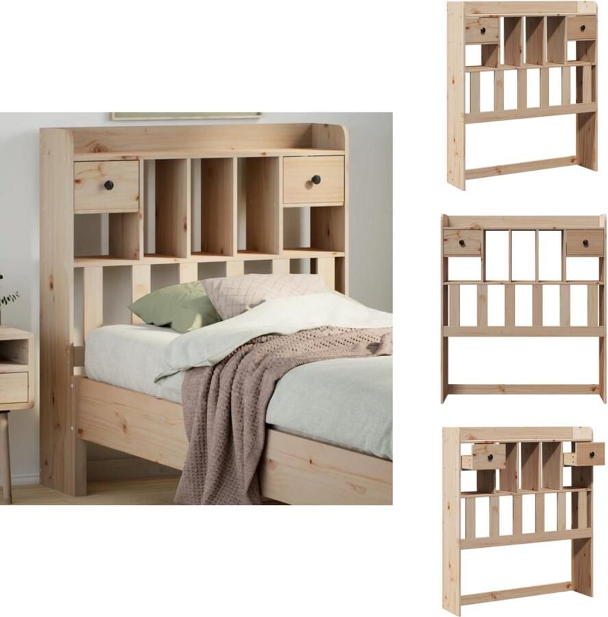 VidaXL Hoofdbord met opbergruimte 90 cm massief grenenhout