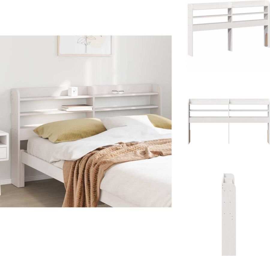 VidaXL Hoofdbord Hoofdborden Bed Hoofdbord Bedhoofdbord Hoofdbord met schappen 160 cm massief grenenhout wit