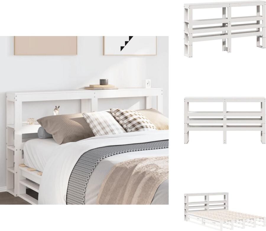 VidaXL Hoofdbord Hoofdborden Bed Hoofdbord Bedhoofdbord Hoofdbord met schappen 160 cm massief grenenhout wit