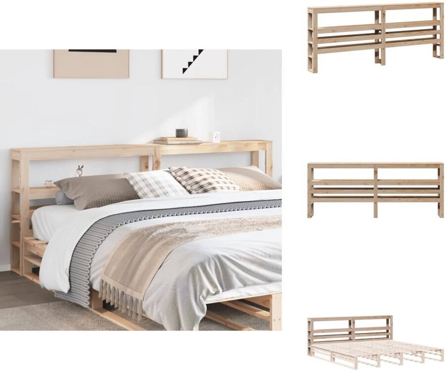 VidaXL Hoofdbord met schappen 180 cm massief grenenhout - Foto 2