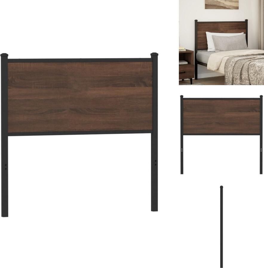 VidaXL Hoofdbord Hoofdborden Bedhoofdbord Hoofdbord Bed Hoofdbord 90 cm bewerkt hout en staal bruin eikenkleurig