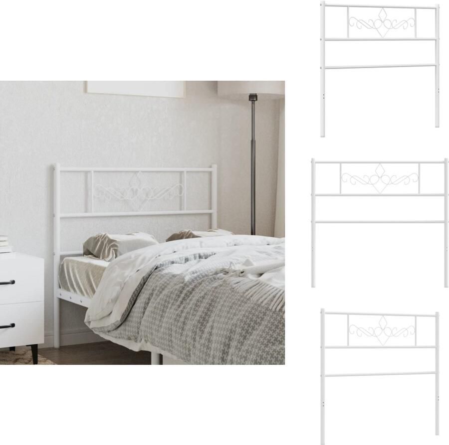 VidaXL Hoofdbord Hoofdborden Hoofdbord Bed Hoofdeinde Bed Hoofdbord 100 cm metaal wit