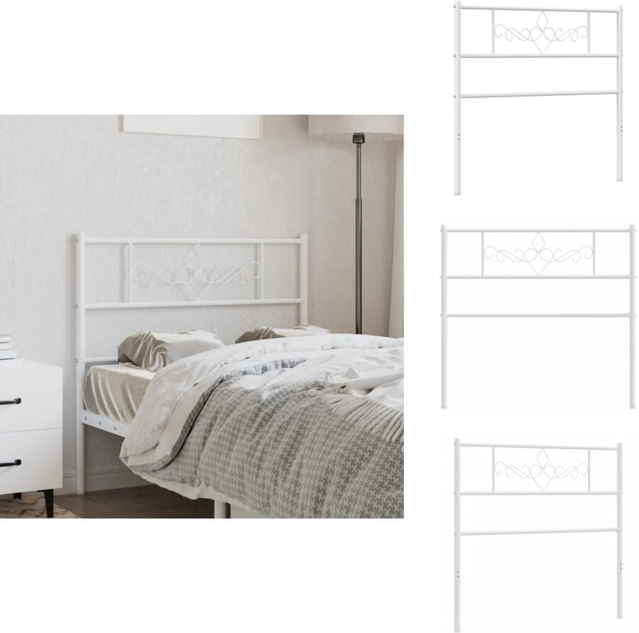 VidaXL Hoofdbord Hoofdborden Hoofdbord Bed Hoofdeinde Bed Hoofdbord 107 cm metaal wit