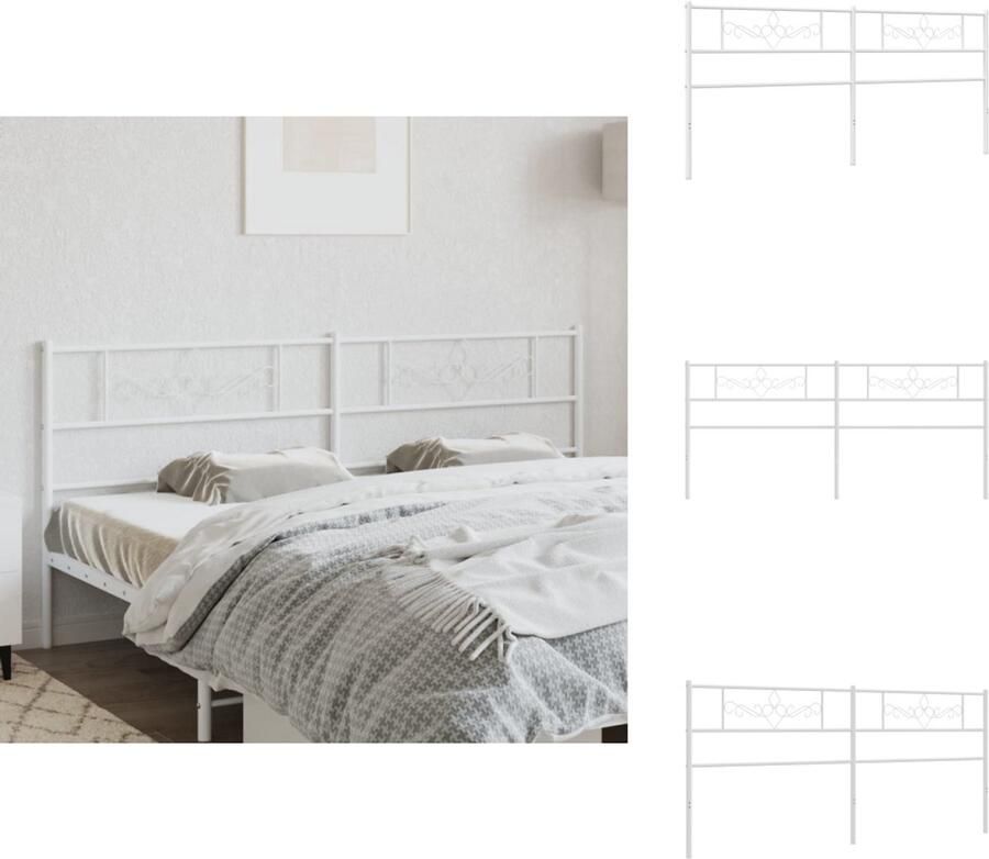 VidaXL Hoofdbord Hoofdborden Hoofdbord Bed Hoofdeinde Bed Hoofdbord 180 cm metaal wit
