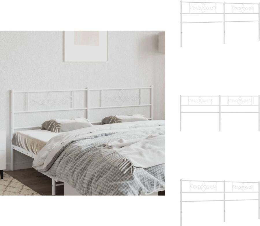 VidaXL Hoofdbord Hoofdborden Hoofdbord Bed Hoofdeinde Bed Hoofdbord 200 cm metaal wit - Foto 2