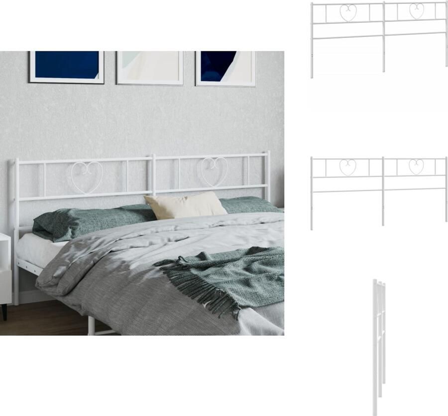 VidaXL Hoofdbord Hoofdborden Hoofdbord Bed Hoofdeinde Bed Hoofdbord 200 cm metaal wit