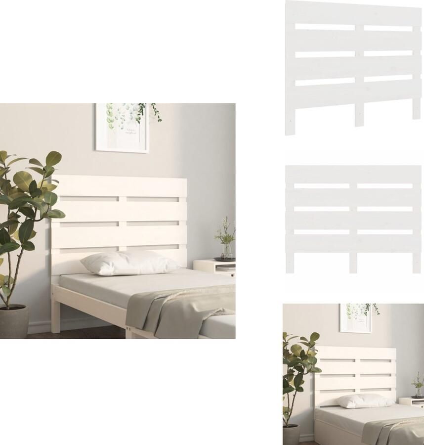 VidaXL Hoofdbord Hoofdborden Hoofdeinde Houten Hoofdbord 100x3x80 cm massief grenenhout wit