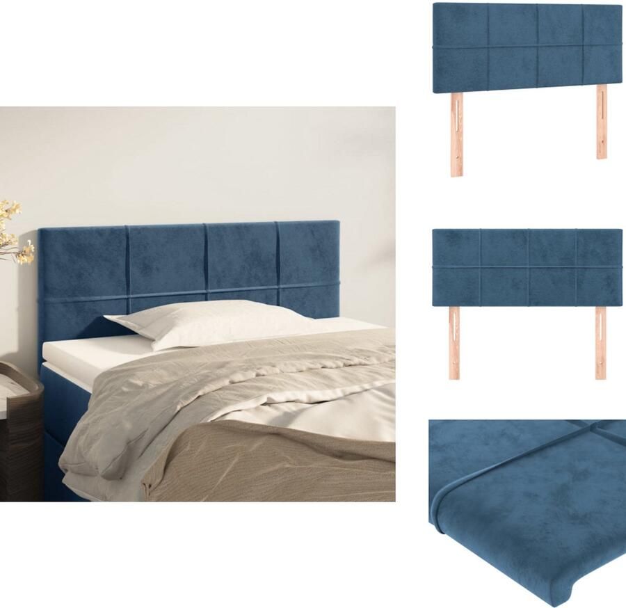 VidaXL Hoofdbord Hoofdborden Hoofdeinde Houten Hoofdbord 100x5x78 88 cm fluweel donkerblauw