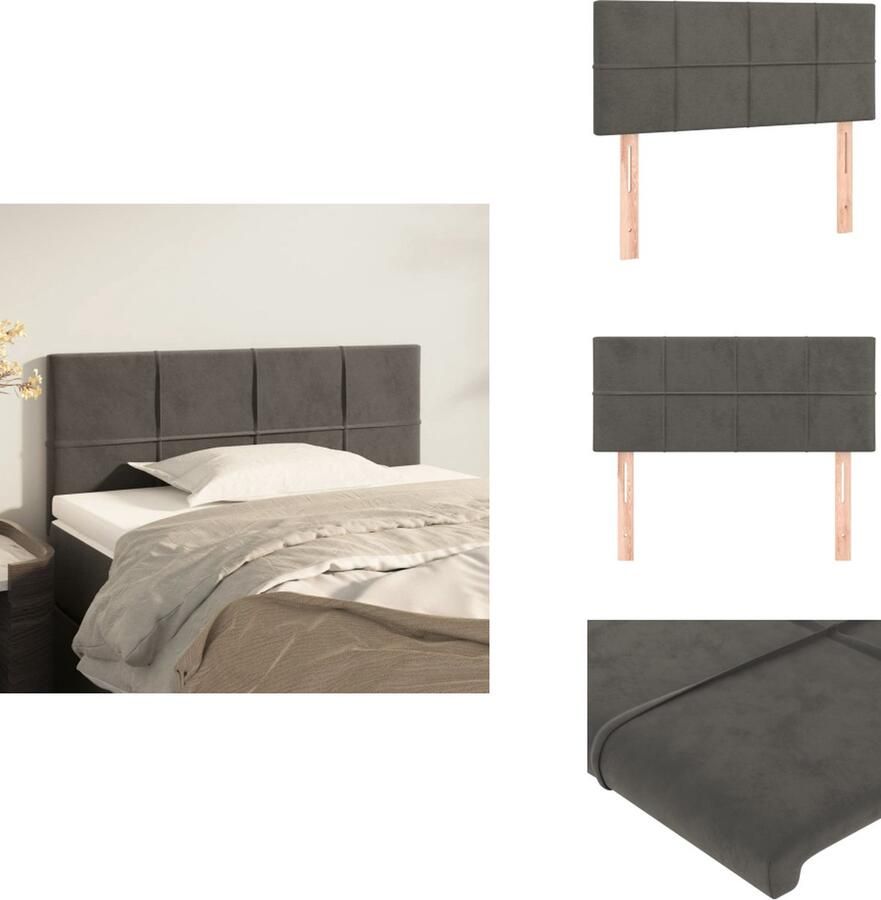 VidaXL Hoofdbord Hoofdborden Hoofdeinde Houten Hoofdbord 100x5x78 88 cm fluweel donkergrijs