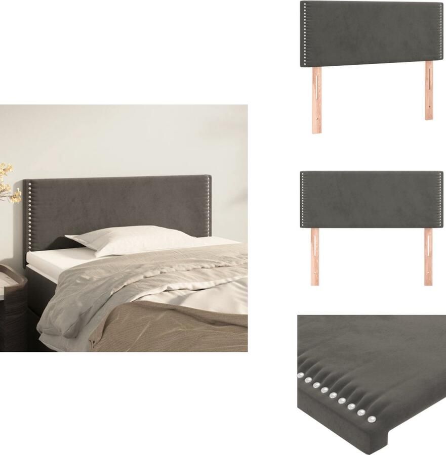 VidaXL Hoofdbord Hoofdborden Hoofdeinde Houten Hoofdbord 100x5x78 88 cm fluweel donkergrijs