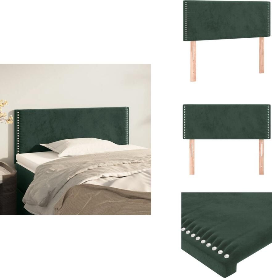 VidaXL Hoofdbord Hoofdborden Hoofdeinde Houten Hoofdbord 100x5x78 88 cm fluweel donkergroen