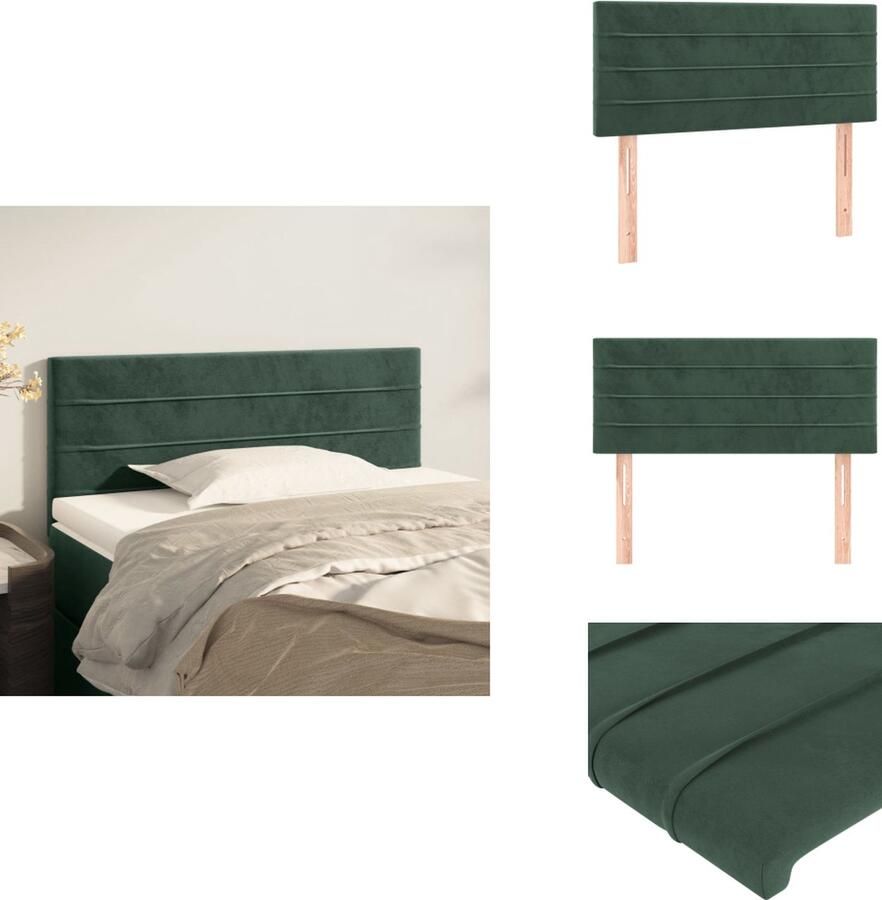 VidaXL Klassiek Hoofdbord Fluweel Stevige Poten Verstelbare Hoogte Comfortabele Ondersteuning Donkergroen 90 x 5 x 78 88 cm Bedonderdeel - Foto 1