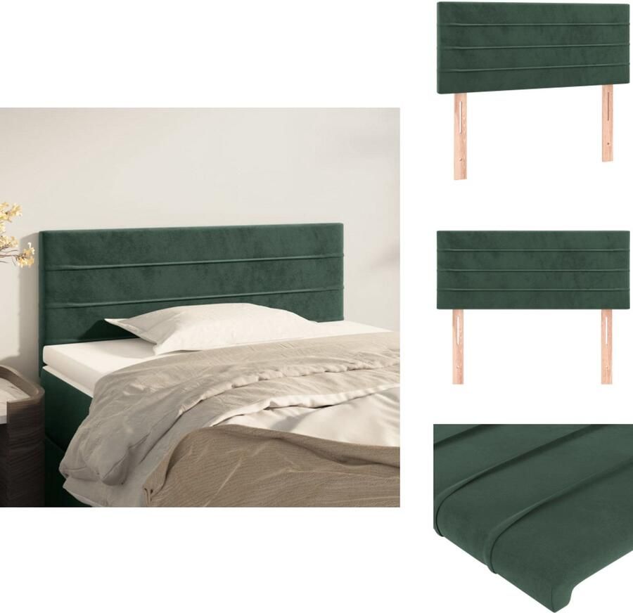 VidaXL Hoofdbord Zacht fluweel Stevige en stabiele poten Verstelbare hoogte Comfortabele ondersteuning Donkergroen 100 x 5 x 78 88 cm Bedonderdeel