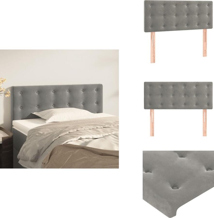 VidaXL Hoofdbord Hoofdborden Hoofdeinde Houten Hoofdbord 100x5x78 88 cm fluweel lichtgrijs