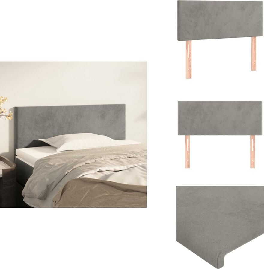 VidaXL Hoofdbord Klassiek Bedmeubelen Afmeting- 100 x 5 x 78 88 cm Kleur- Lichtgrijs Bedonderdeel