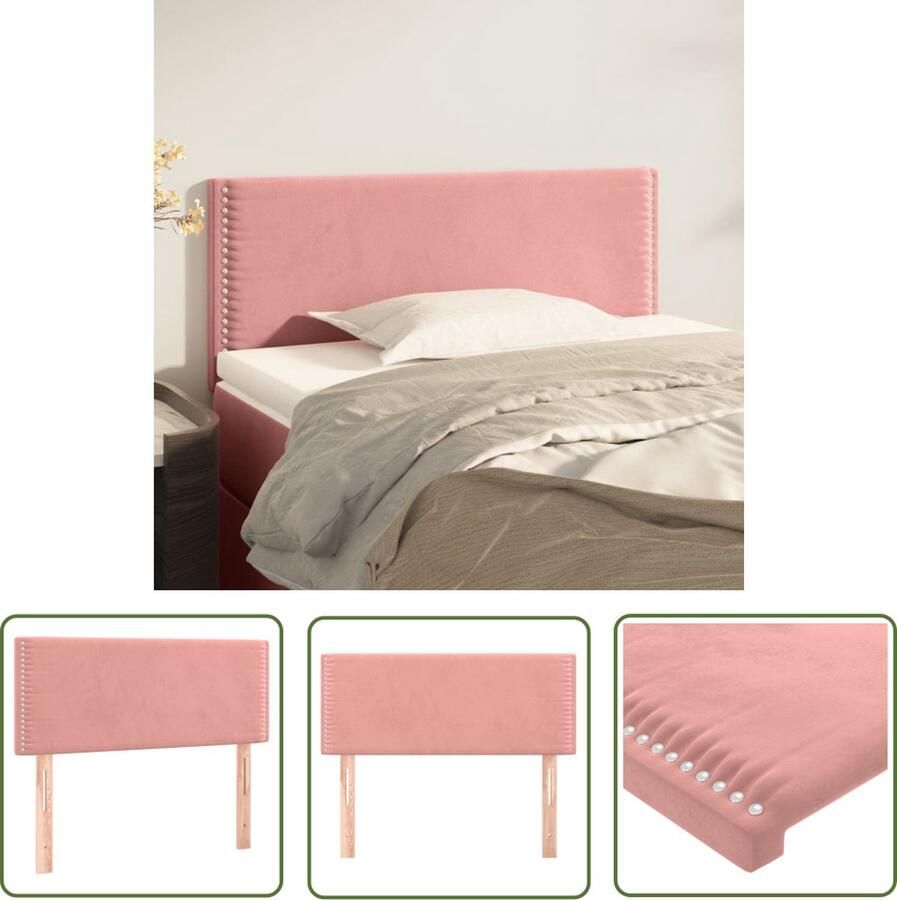 The Living Store Hoofdbord Luxe 100x5x78 88 cm Roze Fluwelen stof Hoofd Bord Fluweel Hoofdbord Roze Hoofdbord Bed Hoofdbord Decoratie