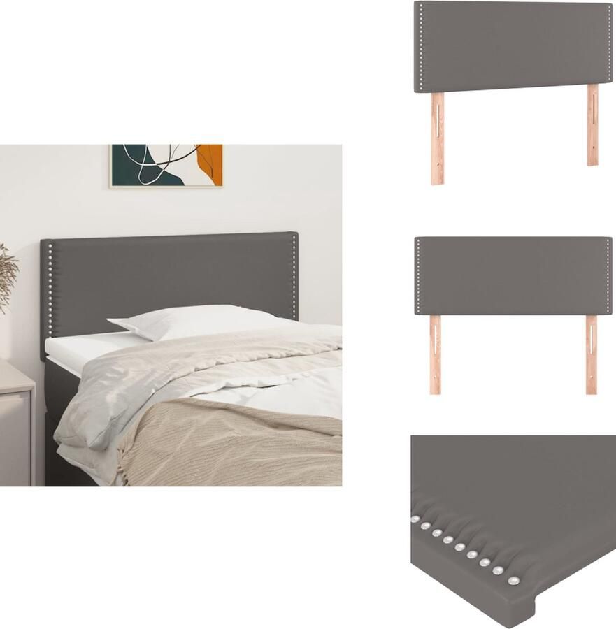 VidaXL Hoofdbord Hoofdborden Hoofdeinde Houten Hoofdbord 80x5x78 88 cm kunstleer grijs - Foto 1