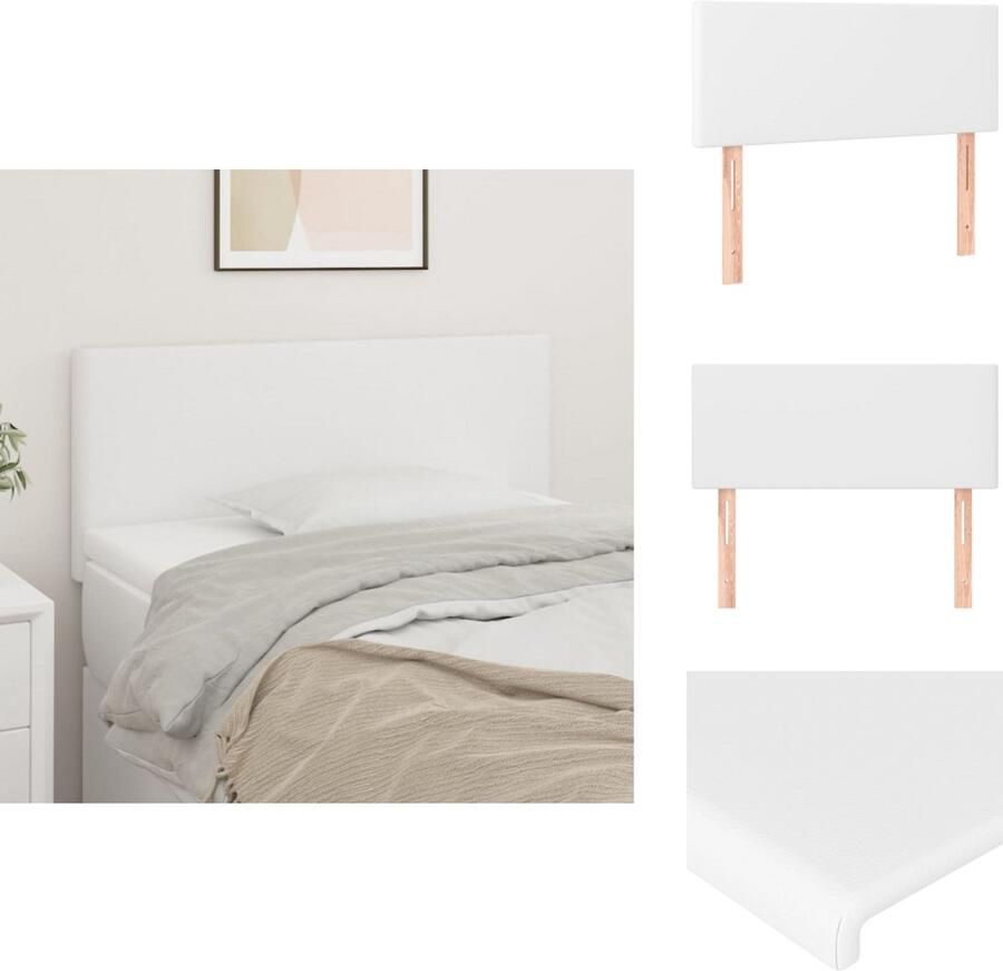 VidaXL Hoofdbord Bedombouw 100x5x78 88 cm Kunstleer hoofdbord voor stijlvolle en comfortabele ondersteuning Wit Bedonderdeel - Foto 1