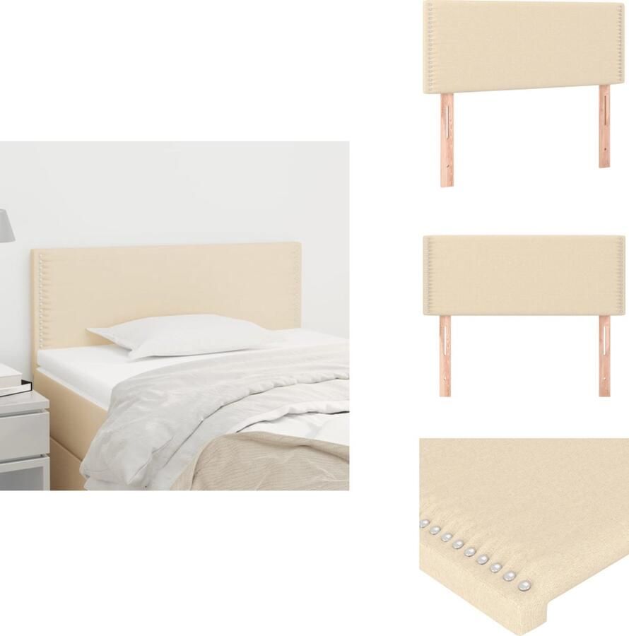 VidaXL Hoofdbord Hoofdborden Hoofdeinde Houten Hoofdbord 100x5x78 88 cm stof crèmekleurig