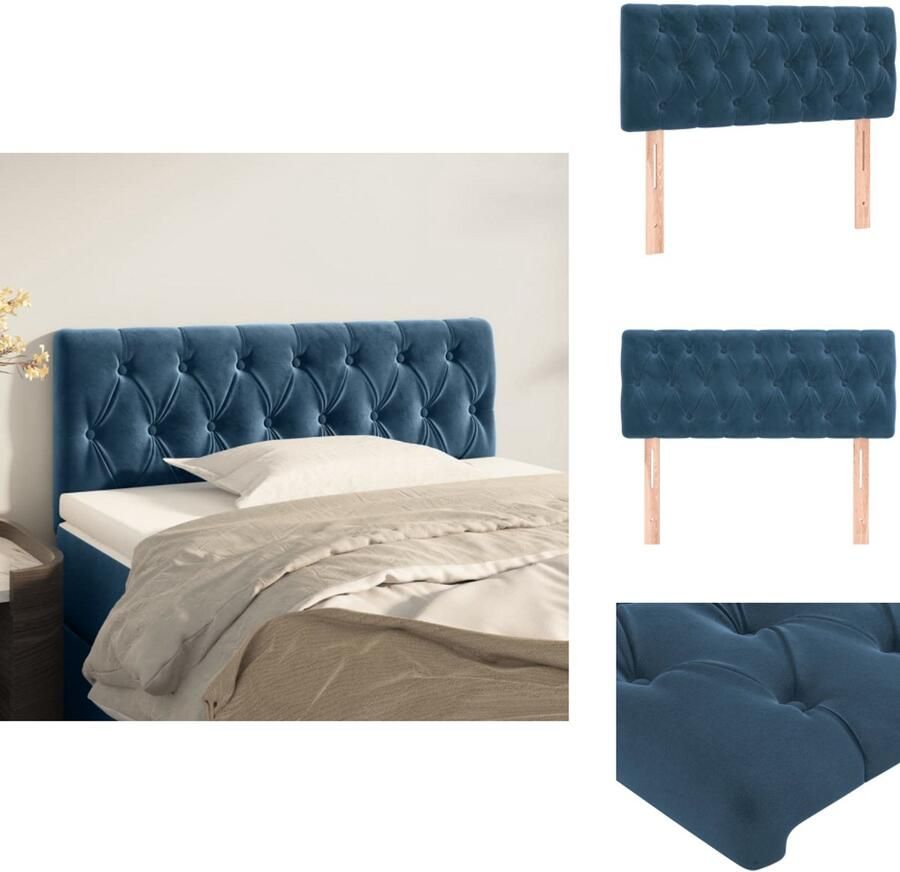 VidaXL Hoofdbord Hoofdborden Hoofdeinde Houten Hoofdbord 100x7x78 88 cm fluweel donkerblauw