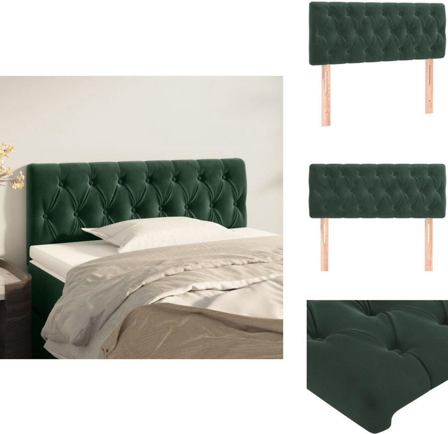 VidaXL Hoofdbord Hoofdborden Hoofdeinde Houten Hoofdbord 100x7x78 88 cm fluweel donkergroen