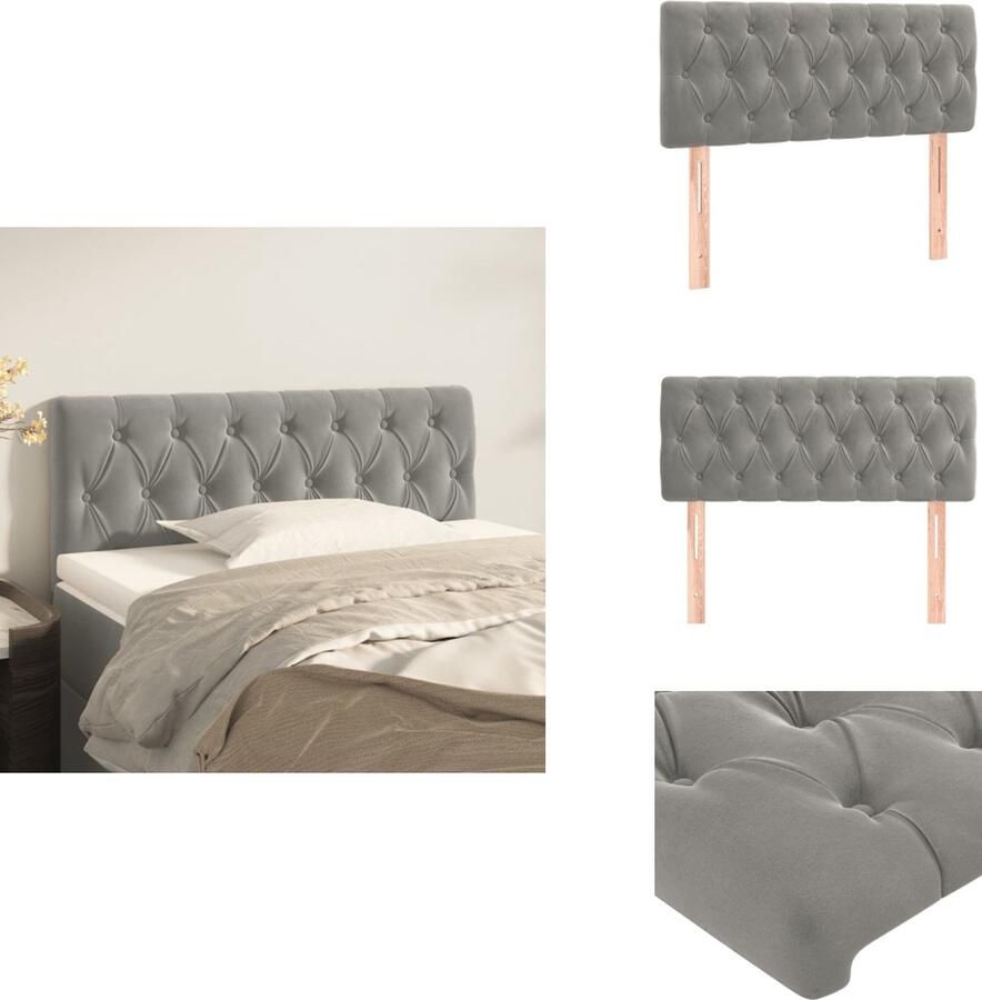 VidaXL Hoofdbord Hoofdborden Hoofdeinde Houten Hoofdbord 100x7x78 88 cm fluweel lichtgrijs