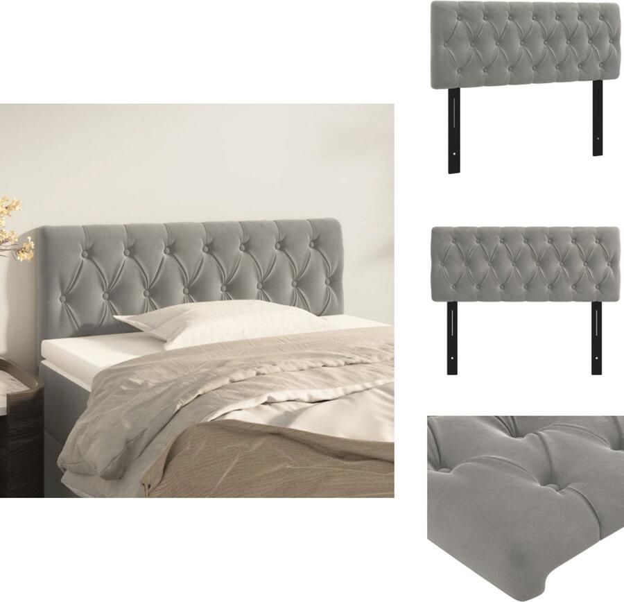 VidaXL Hoofdbord Hoofdborden Hoofdeinde Houten Hoofdbord 100x7x78 88 cm fluweel lichtgrijs