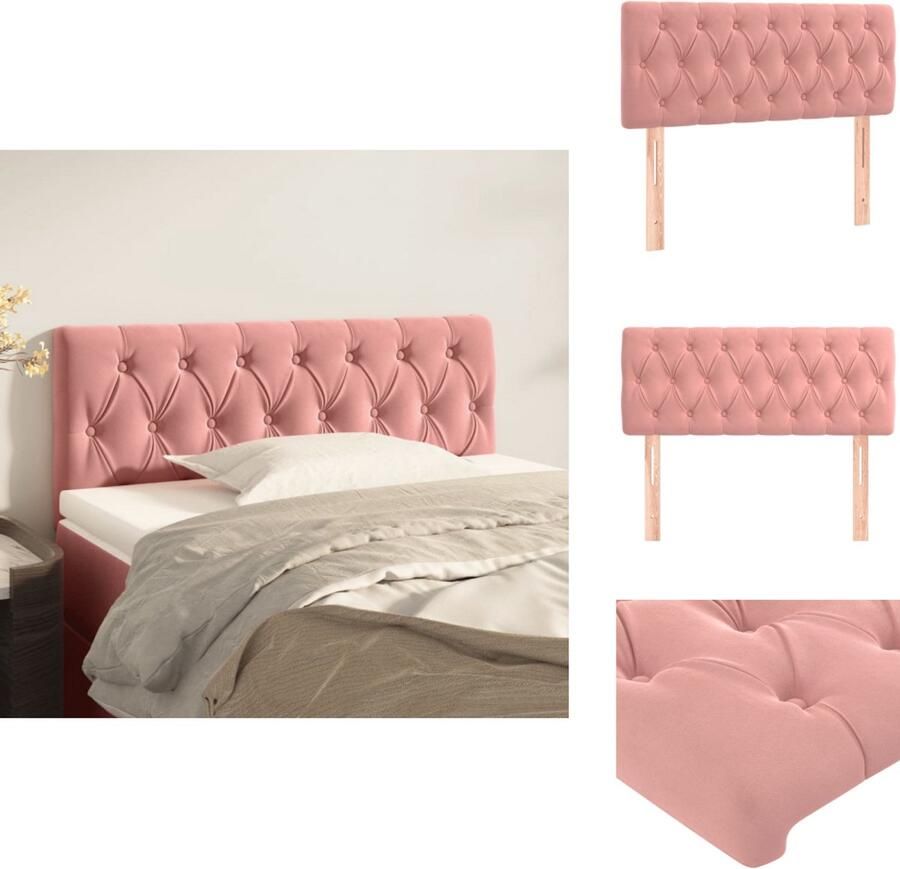 The Living Store Hoofdbord 100 x 7 x 78 88 cm Zacht fluweel Stevige poten Verstelbare hoogte Comfortabele ondersteuning Roze