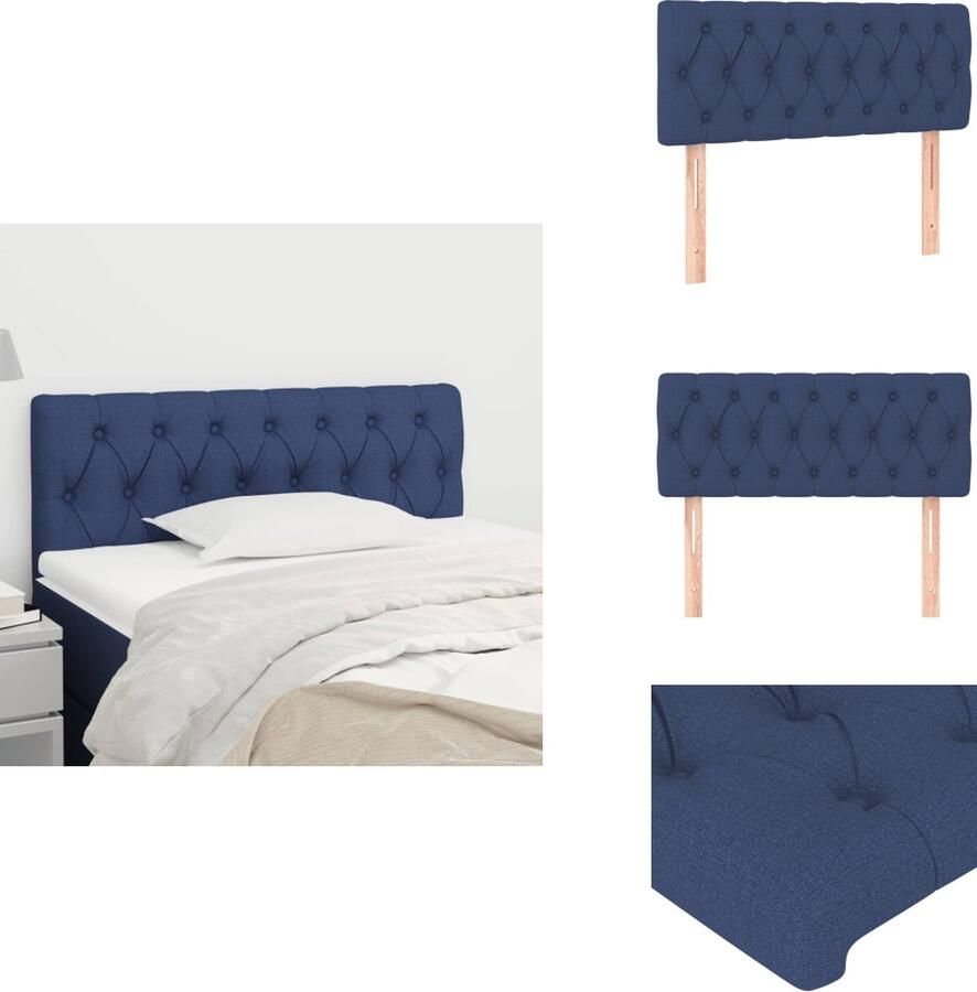 The Living Store Hoofdbord Klassiek Blauw 100 x 7 x 78 88 cm Duurzame Stof Houten Poten Verstelbare Hoogte Hoofd Bord Hoofdkussen Beddecoratie Slaapcomfort Blauwdruk - Foto 1
