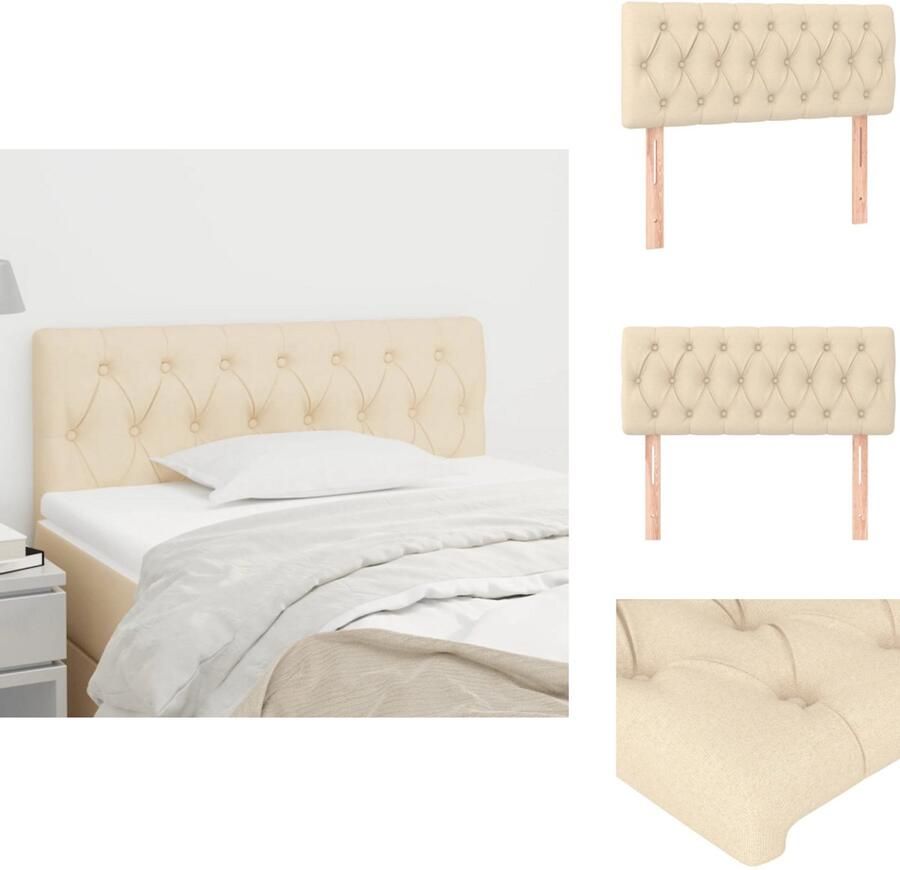 VidaXL Hoofdbord Hoofdborden Hoofdeinde Houten Hoofdbord 100x7x78 88 cm stof crèmekleurig