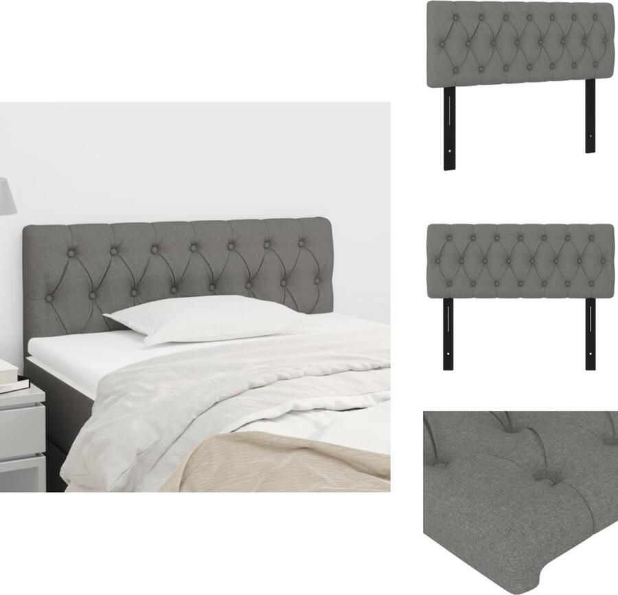 VidaXL Hoofdbord Hoofdborden Hoofdeinde Houten Hoofdbord 100x7x78 88 cm stof donkergrijs